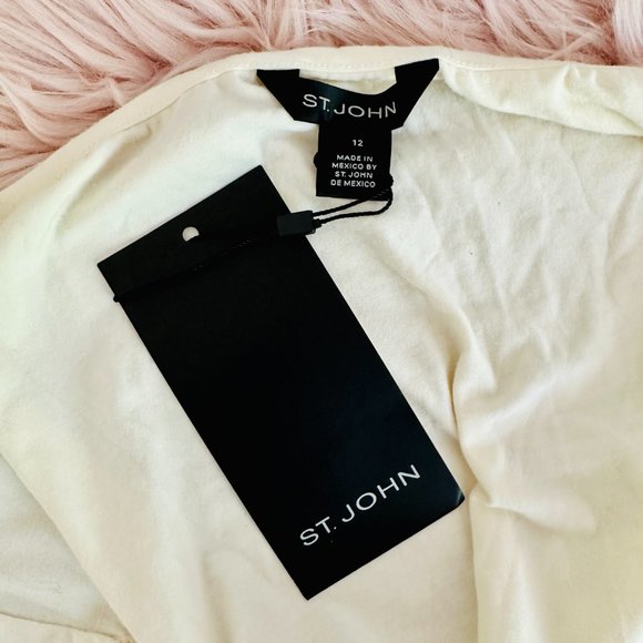 ST. JOHN EMBELLISHED BOW IVORY CAMISOLE TANK TOP SZ 12 RETAIL $495 - Picture 6 of 8